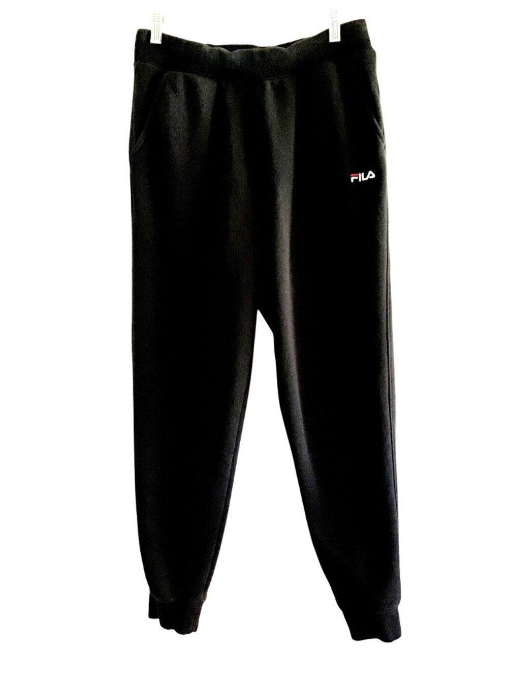 FILA- WOMENS BLACK ELASTIC WAIST TAPPER LEG SWEATPANTS SIZE SMALL